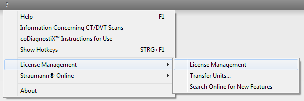 License Management menu